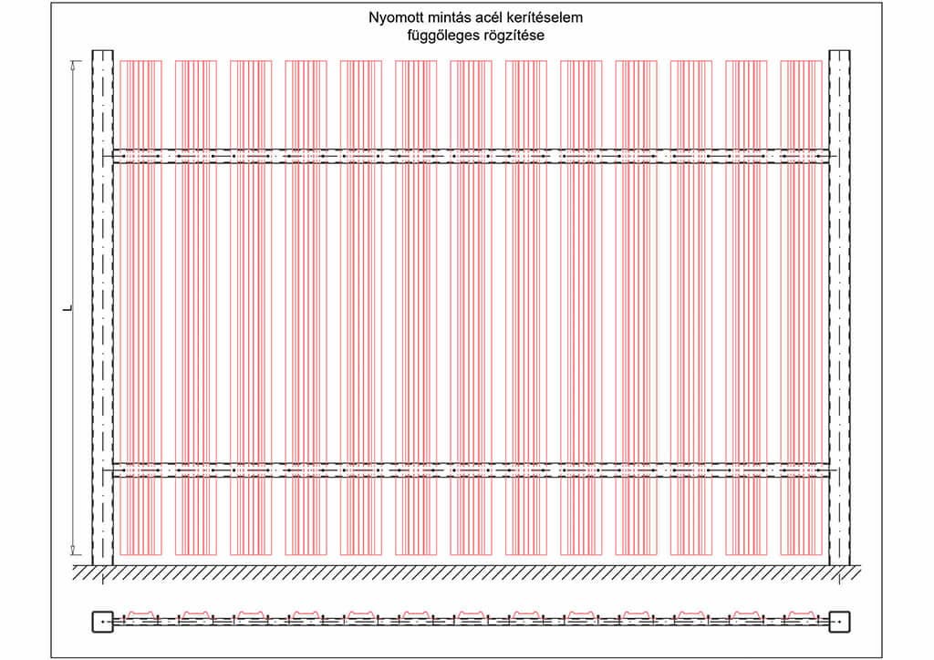 Kerítésléc - egyenes / 900mm hosszúság / Natúr tölgy metszeti rajz